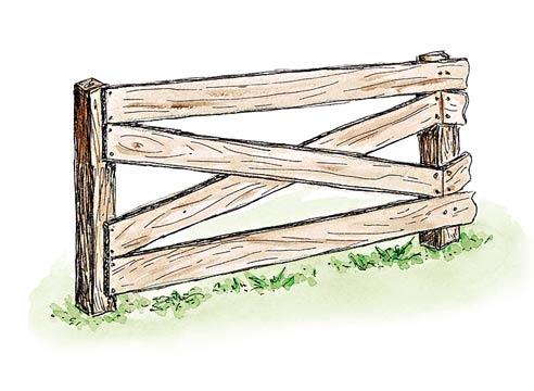 Ограда деревянная, забор для конюшни, рисунок