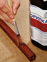 Обработка светильника морилкой и лаком