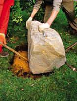 Укладка валунов в ямы