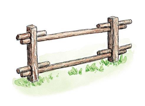 Ограда деревянная, забор для пастбища, рисунок