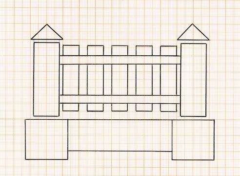 Ограда участка, забор деревянный, схема