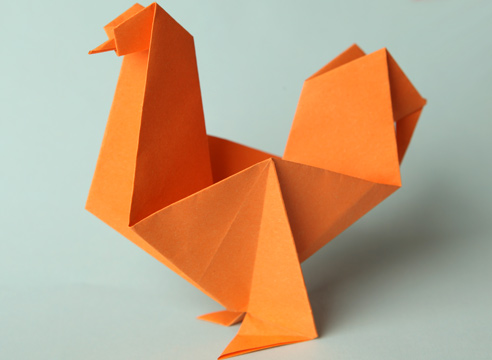 Петух оригами