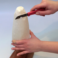 Новогоднее дерево из мандаринов в валенке. Шаг 2