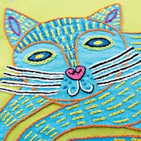 Чехол для подушки с вышивкой кошки. Шаг 6