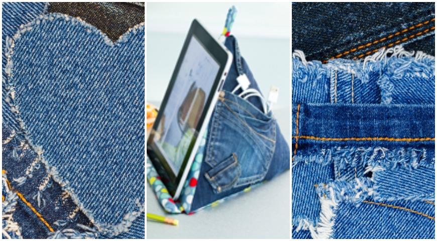 подставка для планшета из джинсов
